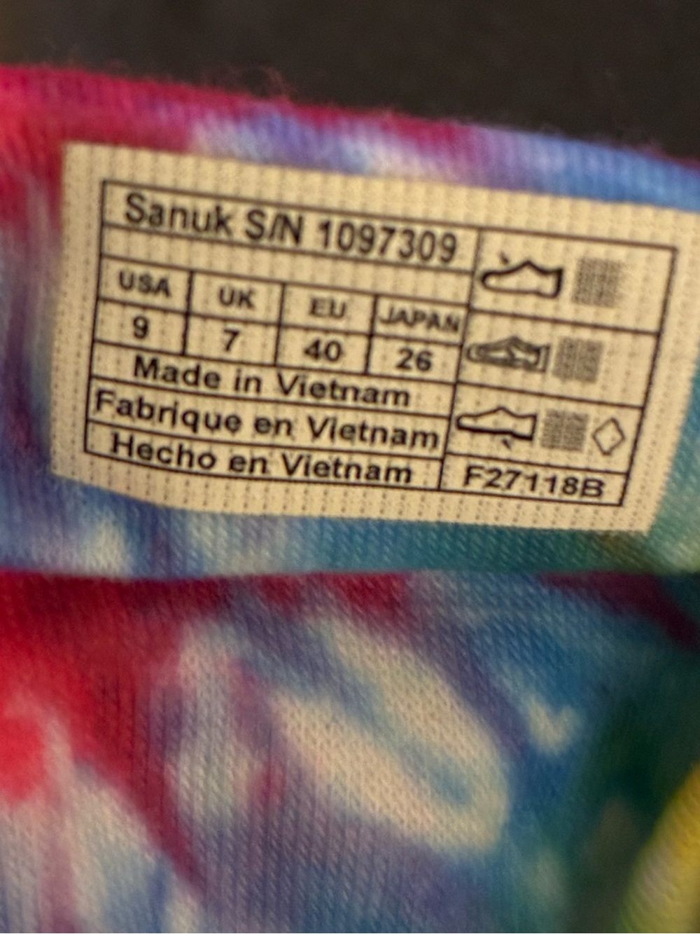 Sanuk "Yoga Sling 2" Rainbow Tie-Dye Sandals Comfort Boho Hippie Deadhead EUC 9 - Picture 5 of 6